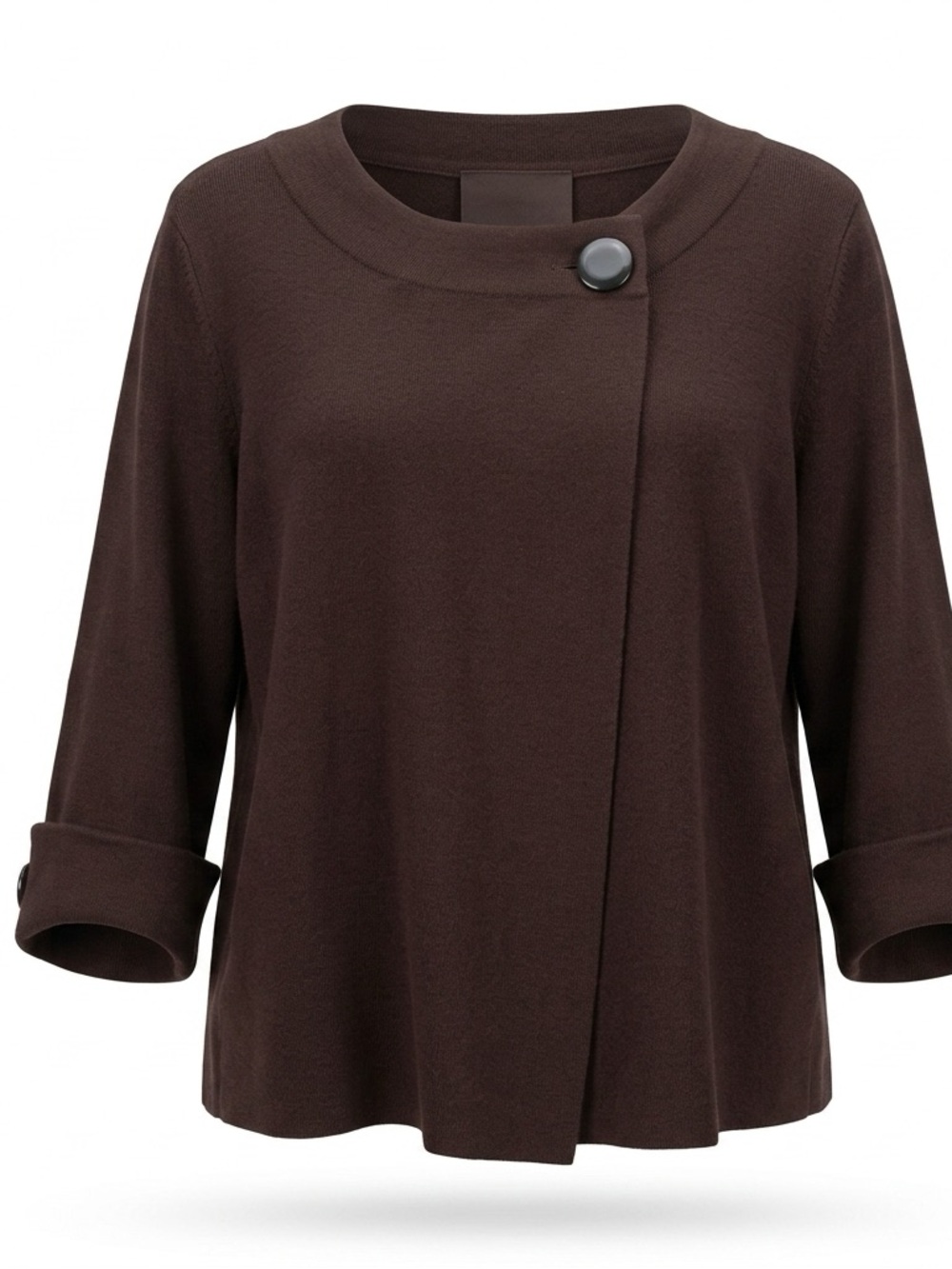 Nygard Collection Women's Dark Brown Button-Front Swing Top #195
